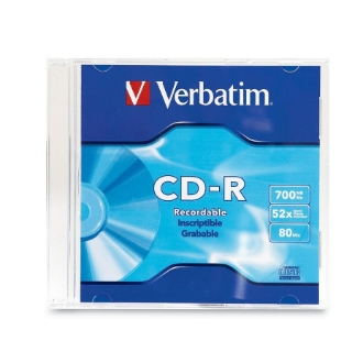 Picture of Verbatim CD-R 700MB 52X with Branded Surface - 1pk Slim Case