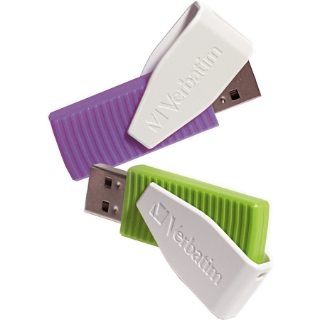 Picture of Verbatim 16GB Swivel USB Flash Drive - 2pk - Green, Violet