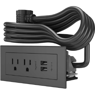Picture of C2G Wiremold Radiant Furniture Power Center (2) Outlet (2) USB, Black