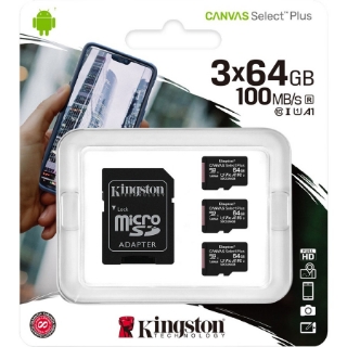 Picture of Kingston Canvas Select Plus 64 GB Class 10/UHS-I (U1) microSDXC - 3 Pack