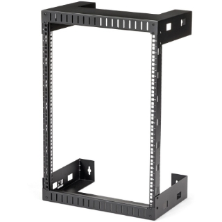 Picture of StarTech.com 15U 19" Wall Mount Network Rack, 12" Deep 2 Post Open Frame Server Room Rack for Data/AV/IT/Computer Equipment/Patch Panel with Cage Nuts & Screws 200lb Weight Capacity, Black