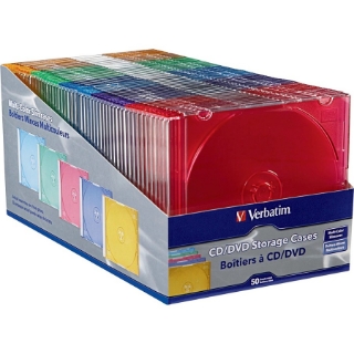 Picture of Verbatim CD/DVD Color Slim Jewel Cases, Assorted - 50pk