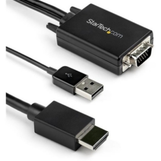 Picture of StarTech.com 10ft VGA to HDMI Converter Cable with USB Audio Support - 1080p Analog to Digital Video Adapter Cable - Male VGA to Male HDMI