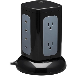 Picture of Tripp Lite Surge Protector Tower 6-Outlet 3x USB-A 1x USB C 8ft Cord Black