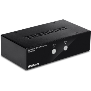 Picture of TRENDnet 2-Port DisplayPort KVM Switch, DisplayPort 1.2 KVM, Connect and Control Two Computers, Supports 4K UHD Resolution, 3840 x 2160 at 60Hz, 2-Port USB 2.0 Hub, Black, TK-241DP