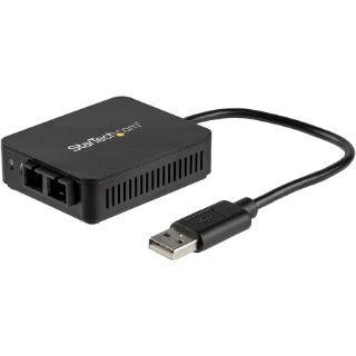 Picture of StarTech.com USB to Fiber Optic Converter - 100Mbps - USB 2.0 Network Adapter - 100Base-FX SC Duplex Multimode Fiber/MMF - 2Km - Compact