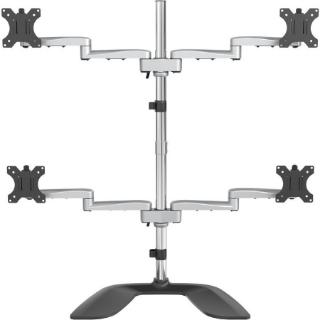 Picture of StarTech.com Quad Monitor Stand - Desktop VESA 4 Monitor Arm up to 32" Screens - Ergonomic Articulating Pole Mount - Adjustable - Silver