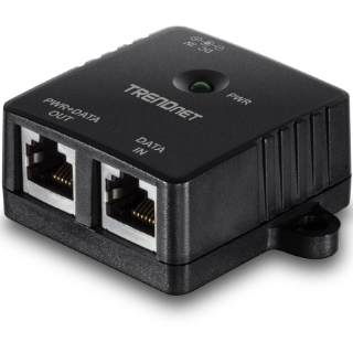 Picture of TRENDnet Gigabit Power Over Ethernet Injector, Full Duplex Gigabit Speeds, 1 x Gigabit Ethernet Port, 1 x PoE Gigabit Ethernet Port, Network Devices Up To 100M (328 ft), 15.4W, Black, TPE-113GI