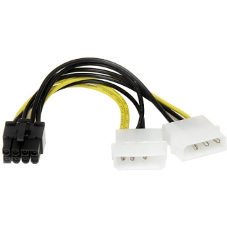 Picture of StarTech.com 6in LP4 to 8 Pin PCI Express Video Card Power Cable Adapter - 8 pin internal power (M) - 4 pin ATX12V (M) - 15.2 cm