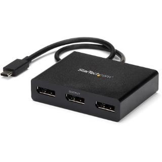 Picture of StarTech.com 3-Port Multi Monitor Adapter - USB-C to DisplayPort 1.2 Video Splitter - USB Type-C to DP MST Hub - TB3 Compatible - Windows