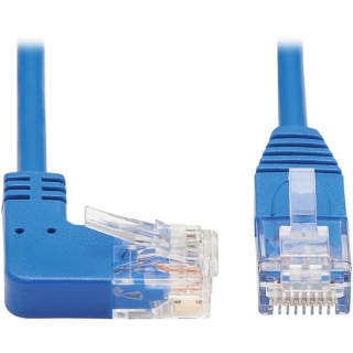 Picture of Tripp Lite Cat6 Ethernet Cable Right Angled UTP Slim Molded M/M Blue 3ft