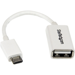 Picture of StarTech.com 5in White Micro USB to USB OTG Host Adapter M/F