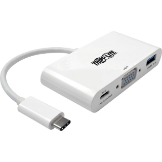 Picture of Tripp Lite USB C to VGA Multiport Video Adapter Converter w/ USB-A Hub, & USB-C PD Charging, Thunderbolt 3 Compatible, USB Type C to VGA, USB-C to VGA, USB Type-C to VGA