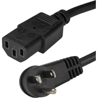 Picture of StarTech.com 3 ft Power Cord - Right-Angle NEMA 5-15P to C13 - Computer Power Cord - C13 Power Cord - Right Angle Power Cord