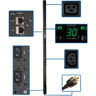 Picture of Tripp Lite PDU Switched 5/5.8kW 208/240V, 20 C13 4 C19, LX Platform Interface, 0URM Rackmount Vertical TAA