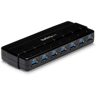 Picture of StarTech.com 7 Port SuperSpeed USB 3.0 Hub - Desktop USB Hub with Power Adapter - Black