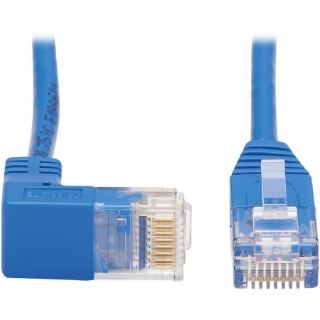 Picture of Tripp Lite Cat6 Ethernet Cable Down Right Angled Slim Molded M/M Blue 7ft