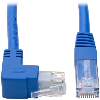 Picture of Tripp Lite Up-Angle Cat6 UTP Patch Cable (RJ45) - 1 ft., M/M, Gigabit, Molded, Blue