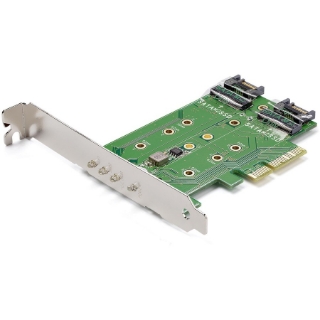 Picture of StarTech.com M.2 Adapter - 3 Port - 1 x PCIe (NVMe) M.2 - 2 x SATA III M.2 - SSD PCIE M.2 Adapter - M2 SSD - PCI Express SSD