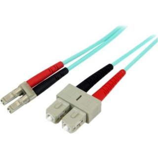Picture of 2m Fiber Optic Cable - 10 Gb Aqua - Multimode Duplex 50/125 - LSZH - LC/SC - OM3 - LC to SC Fiber Patch Cable