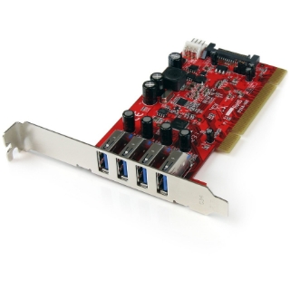 Picture of StarTech.com 4 Port PCI SuperSpeed USB 3.0 Adapter Card with SATA/SP4 Power