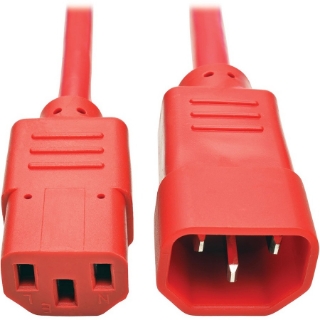 Picture of Tripp Lite 3ft Computer Power Extension Cord 10A 18 AWG C14 to C13 Red 3'