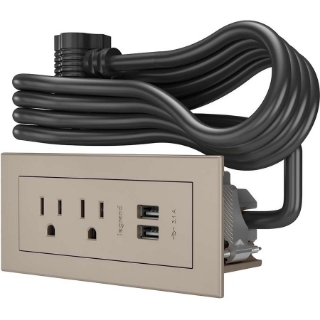 Picture of C2G Wiremold Radiant Furniture Power Center (2) Outlet (2) USB, Nickel