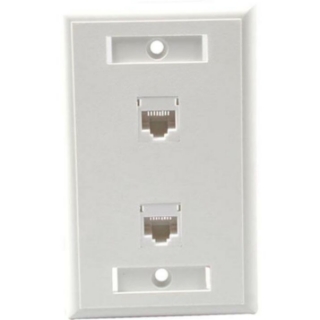 Picture of C2G Dual Cat5E RJ45 Configured Wall Plate - White