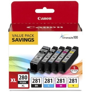 Picture of Canon PGI-280 XL / CLI-281 Original Ink Cartridge - Value Pack - Black, Cyan, Magenta, Yellow, Pigment Black