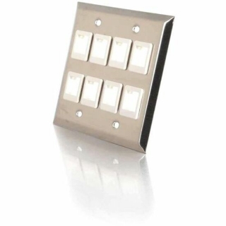 Picture of C2G 8-Port Double Gang Multimedia Keystone Wall Plate - Stainless Steel