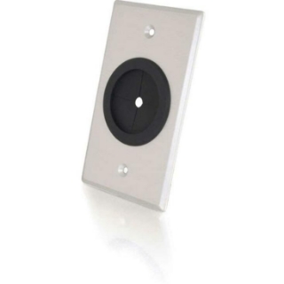 Picture of C2G 1.5in Grommet Cable Pass Through Single Gang Wall Plate - Brushed Aluminum