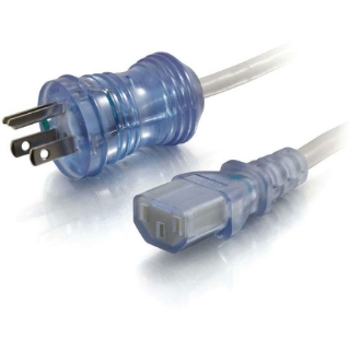 Picture of C2G 15ft 16 AWG Hospital Grade Power Cord (NEMA 5-15P to IEC320C13) - Gray with Clear Connectors