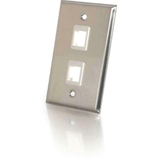Picture of C2G 2-Port Single Gang Multimedia Keystone Wall Plate - Stainless Steel
