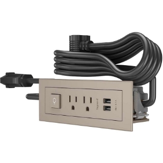Picture of C2G Wiremold Radiant Furniture Power Center Switch (2) Outlet (2) USB, Nickel