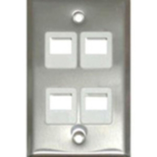 Picture of C2G 4-Port Single Gang Multimedia Keystone Wall Plate - Stainless Steel