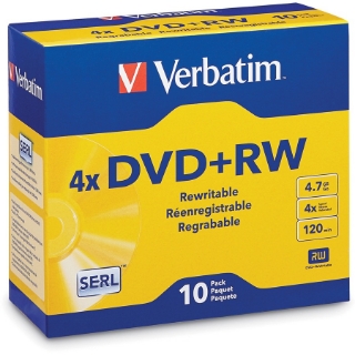 Picture of Verbatim DVD+RW 4.7GB 4X with Branded Surface - 10pk Jewel Case