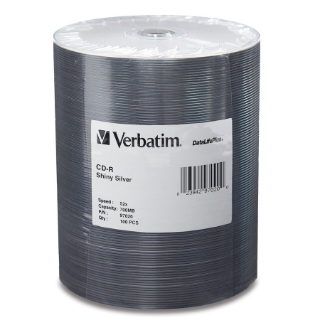 Picture of Verbatim CD-R 700MB 52X DataLifePlus Shiny Silver Silk Screen Printable - 100pk Tape Wrap