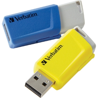 Picture of Verbatim 16GB Store 'n' Click USB Flash Drive - 2pk - Blue, Yellow