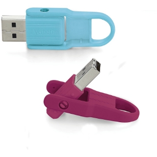 Picture of Verbatim 16GB Store 'n' Flip USB Flash Drive - 2pk - Berry, Blue