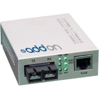 Picture of AddOn 10/100Base-TX(RJ-45) to 100Base-BXU(SC) BiDi SMF 1310nmTX/1550nmRX 20km Media Converter