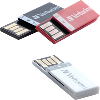 Picture of Verbatim 8GB Clip-It USB Flash Drive - 3pk - Black, White, Red