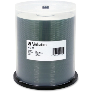 Picture of Verbatim CD-R 700MB 52X DataLifePlus Shiny Silver Silk Screen Printable - 100pk Spindle