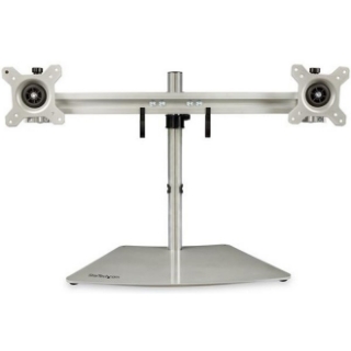 Picture of StarTech.com Dual Monitor Stand - Free Standing Desktop Pole Stand for 2x 24" VESA Mount Displays -Synchronized Height Adjustable - Silver