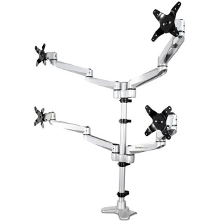 Picture of StarTech.com Desk Mount Quad Monitor Arm - 4 VESA Displays up to 27" -Premium Ergonomic Articulating Adjustable Pole Mount - Clamp/Grommet