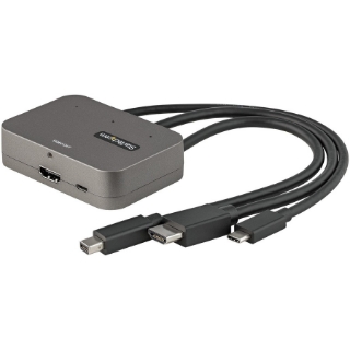 Picture of StarTech.com 3-in-1 Multiport to HDMI Adapter, 4K 60Hz USB-C, HDMI or Mini DP to HDMI Video Converter, Conference Room Digital AV Adapter