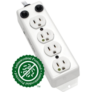 Picture of Tripp Lite Safe-IT Power Strip Medical Antimicrobial 120V 5-15R-HG 4 Outlet UL 1363A 2' Cord