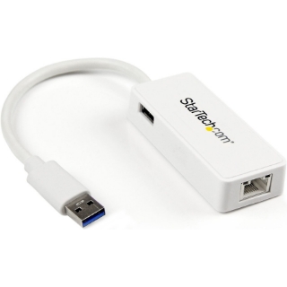 Picture of StarTech.com USB 3.0 to Gigabit Ethernet Adapter NIC w/ USB Port - White