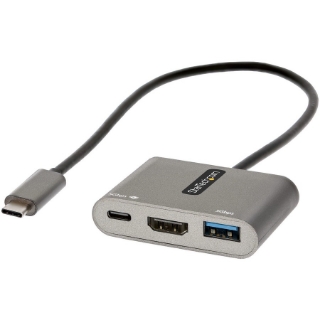 Picture of StarTech.com USB C Multiport Adapter, USB-C to HDMI 4K, 100W PD Pass-Through, USB 3.0 Hub 5Gbps (1xC/1xA), USB-C Mini Dock/Travel Dock