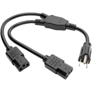 Picture of Tripp Lite Dual IEC Power Cord Splitter Cable 5-15P to 2x IEC-320 C13 18in