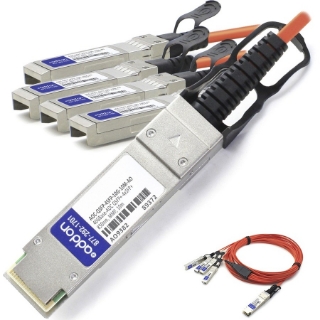Picture of AddOn Dell AOC-QSFP-4SFP-10G-10M Compatible TAA Compliant 40GBase-AOC QSFP+ to 4xSFP+ Direct Attach Cable (850nm, MMF, 10m)